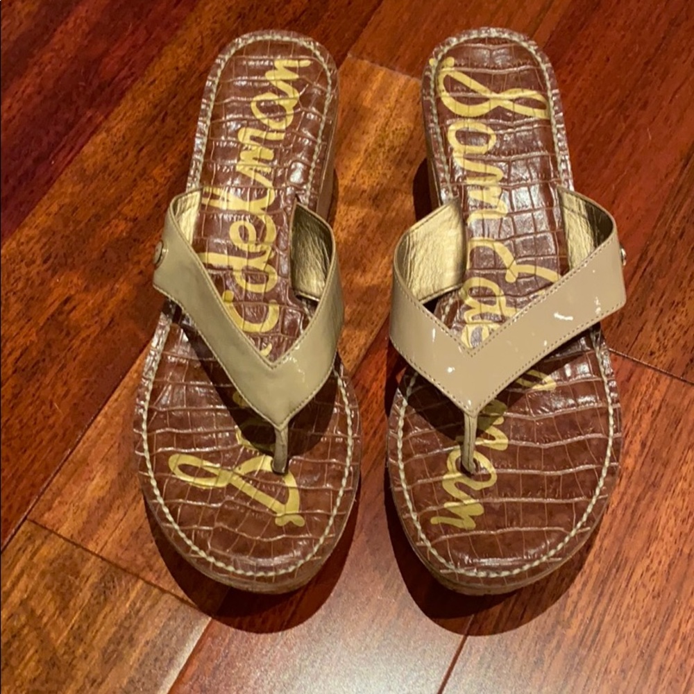 Sam Edelman nude cork wedges